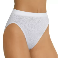 Bali® Comfort Revolution Seamless Microfiber Hi-Cut Brief 303J -Bali Underwear Discount Store 1035432 Damask White