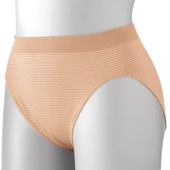 Bali® Comfort Revolution Seamless Microfiber Hi-Cut Brief 303J -Bali Underwear Discount Store 1035432 Soft Taupe Stripe