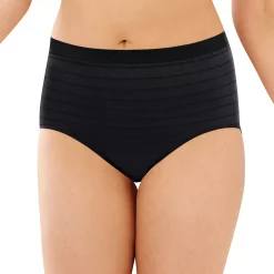 Bali® Comfort Revolution Seamless Microfiber Brief 803J -Bali Underwear Discount Store 1035464 Black Stripe