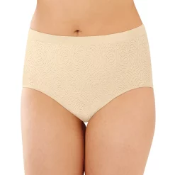 Bali® Comfort Revolution Seamless Microfiber Brief 803J -Bali Underwear Discount Store 1035464 Damask Light Beige