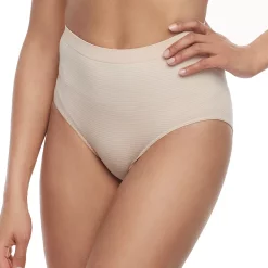 Bali® Comfort Revolution Seamless Microfiber Brief 803J -Bali Underwear Discount Store 1035464 Soft Taupe Stripe