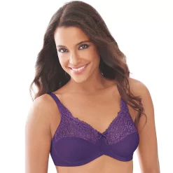 Lilyette® by Bali® Comfort Lace Full-Figure Minimizer Bra 428 -Bali Underwear Discount Store 23605 Purple Vista