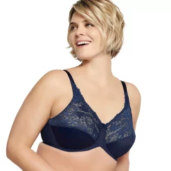 Lilyette® by Bali® Comfort Lace Full-Figure Minimizer Bra 428 -Bali Underwear Discount Store 23605 Sailor Blue