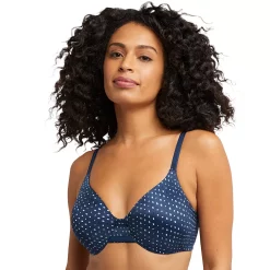 Bali® One Smooth U Smoothing & Concealing Contour Bra 3W11 -Bali Underwear Discount Store 2594799 Regal Navy Dot Print