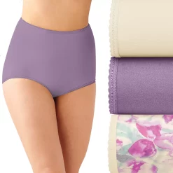 Women's Bali® Skimp Skamp 3-Pack Brief Panty Set DFA633 -Bali Underwear Discount Store 3358233 Purple Shade Asst