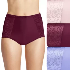 Women's Bali® 3-pack Double Support Brief Panty Set DFDBB3 -Bali Underwear Discount Store 3599867 Pink Purple Winter