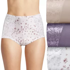Women's Bali® 3-pack Double Support Brief Panty Set DFDBB3 -Bali Underwear Discount Store 3599867 Purple Gloss Asst