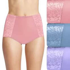 Women's Bali® 3-pack Double Support Brief Panty Set DFDBB3 -Bali Underwear Discount Store 3599867 Rose Bloom Asst