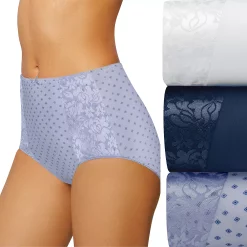 Women's Bali® 3-pack Double Support Brief Panty Set DFDBB3 -Bali Underwear Discount Store 3599867 White Navy