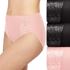 Women's Bali® 3-pack Double Support Hi-Cut Panty Set DFDBH3 -Bali Underwear Discount Store 3599874 Black Blushing Pink