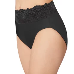 Women's Bali® Passion For Comfort Hi-Cut Panty DFPC62 -Bali Underwear Discount Store 3599886 Black Lace