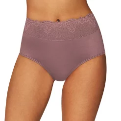 Women's Bali® Passion For Comfort Brief Panty DFPC61 -Bali Underwear Discount Store 3599892 Currant Purple Lace