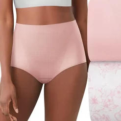 Women's Bali® 2-Pack Easylite® Brief Panty Set DFS059 -Bali Underwear Discount Store 4863368 White Hush Pink Floral
