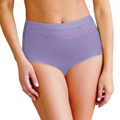 Women's Bali® Beautifully Confident Brief with Leak Protection Liner DFLLB1 -Bali Underwear Discount Store 5166486 Perfectly Purple