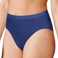 Women's Bali® Beautifully Confident Hi-Cut Panty with Leak Protection Liner DFLLH1 -Bali Underwear Discount Store 5166488 In The Navy