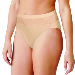 Women's Bali® Beautifully Confident Hi-Cut Panty with Leak Protection Liner DFLLH1 -Bali Underwear Discount Store 5166488 Soft Taupe