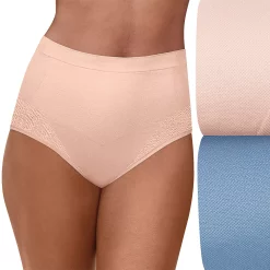 Women's Bali® Comfort Revolution® 2-Pack Firm Control Brief Panty Set DF0048 -Bali Underwear Discount Store 5612766 Light Buff Blue Sky