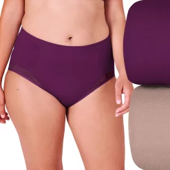 Women's Bali® Comfort Revolution® 2-Pack Firm Control Brief Panty Set DF0048 -Bali Underwear Discount Store 5612766 Rustic Berry Red Sand