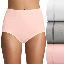 Women's Bali® 3-Pack Double Support Stretch Cotton Brief Panty Set DFDCB3 -Bali Underwear Discount Store 6102422 Heather Gray Asst
