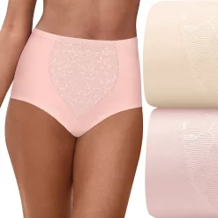 Women's Bali® 2-Pack Firm Control Tummy Panel Shaping Brief Panty Set X710 -Bali Underwear Discount Store 675047 Pink Porcelain Pack
