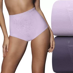 Women's Bali® 2-Pack Firm Control Tummy Panel Shaping Brief Panty Set X710 -Bali Underwear Discount Store 675047 Purple Shade Asst
