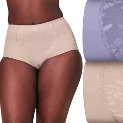 Women's Bali® 2-Pack Firm Control Tummy Panel Shaping Brief Panty Set X710 -Bali Underwear Discount Store 675047 Urban Lilac Sand