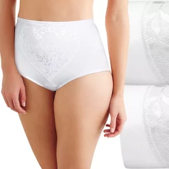 Women's Bali® 2-Pack Firm Control Tummy Panel Shaping Brief Panty Set X710 -Bali Underwear Discount Store 675047 White Jacquard