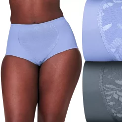 Women's Bali® 2-Pack Firm Control Tummy Panel Shaping Brief Panty Set X710 -Bali Underwear Discount Store 675047 Winter Lake Blue Gray