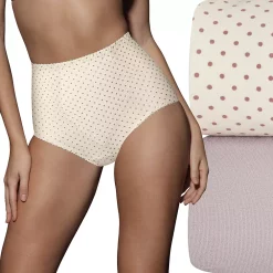 Women's Bali® 2-pack Cotton Light Control Shaping Brief Panty Set X037 -Bali Underwear Discount Store 675051 Warm Steel Dot Asst